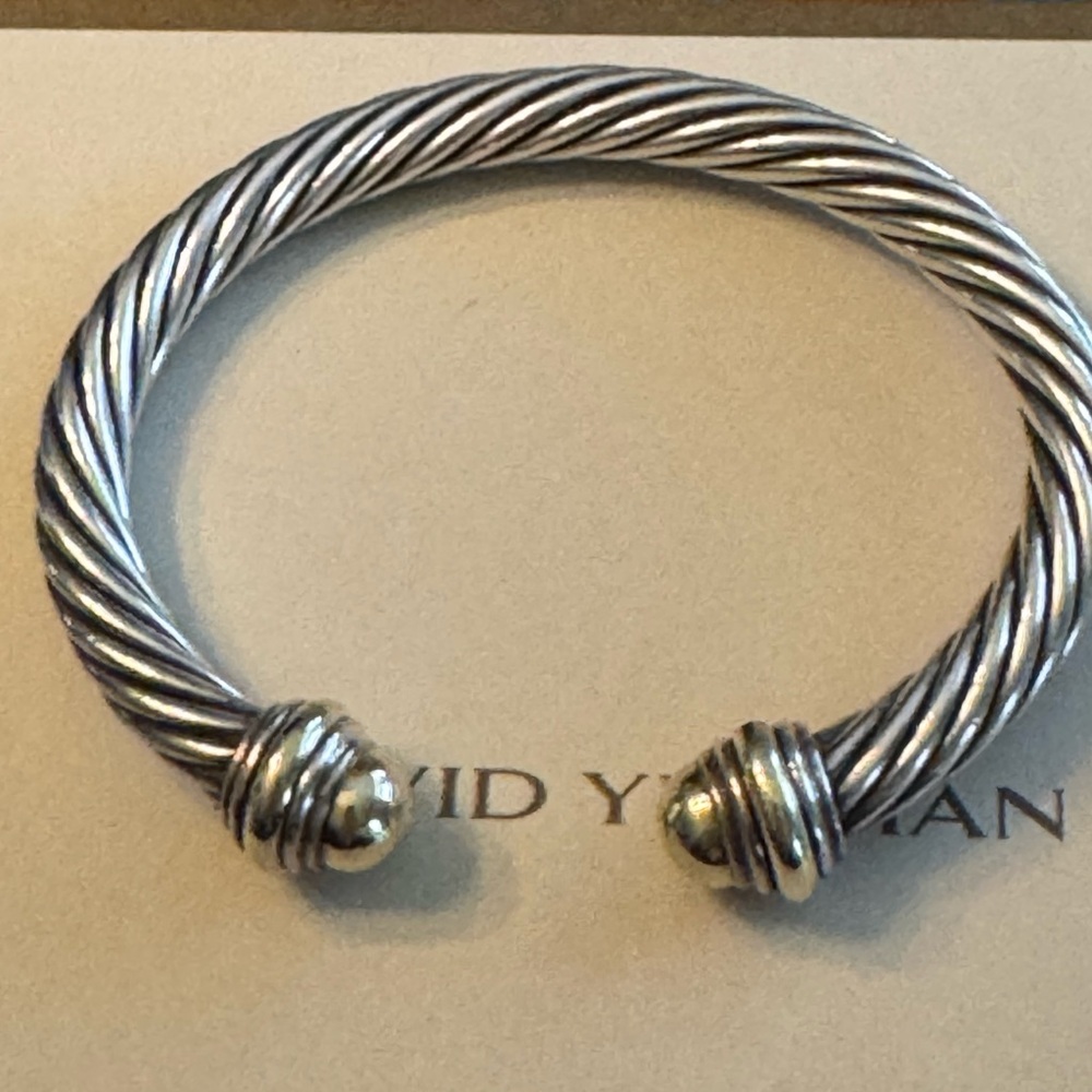 David Yurman 7mm bracelet 585 14kt Gold Cable Cuff no dents ! Fits up to 7” - Picture 5 of 10